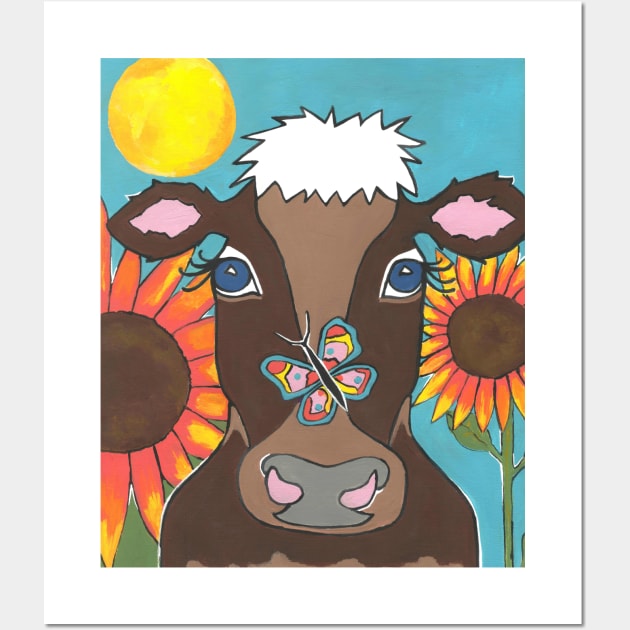 BROWN Cow Lover Acyrlic Painting Wall Art by SartorisArt1